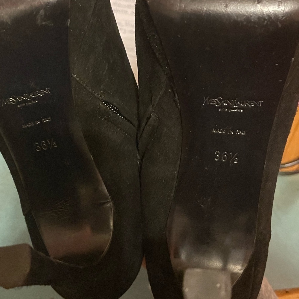 YSL BLACK SUEDE PLATFORM ANKLE BOOTIES - Picture 8 of 8